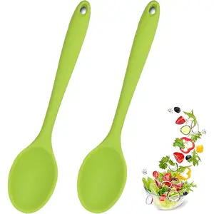 2 count  Spoons for Cooking Heat Resistant, Hygienic Design Cooking Utensi Mixing Spoons for Kitchen Cooking Baking Stirring Mixing Tools (Green)