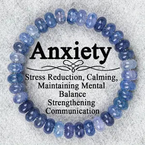 1pc GADASLUY Blue Agate Bracelet Elastic Fit Natural Stone Calming Unisex Boho Vintage Jewelry for Daily Wear Perfect Gift for Women Teacher's Day Graduation