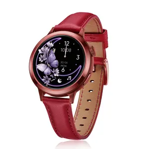 FANY Luna Women's Smartwatch - AMOLED Display, 110+ Sport Modes (Including Running), Fitness Tracker with Heart Rate, Sleep & SpO2 Monitor, 7-Day Battery, Waterproof, Bluetooth, Android Compatible, Leather Option, Ultra-Sleek Lightweight Round Wearable