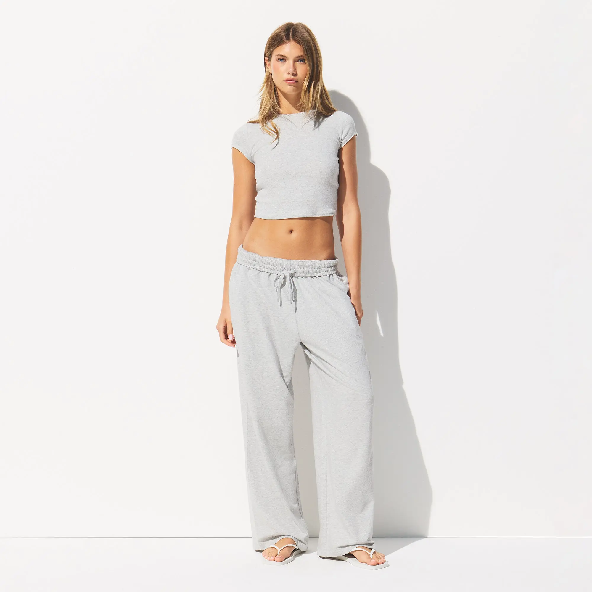 SKIMS COTTON JERSEY WIDE LEG PANT
