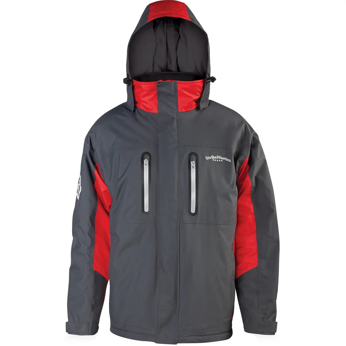 StrikeMaster Ice Fishing Jacket - Charcoal/Red, Waterproof Nylon Outdoor Sports Outerwear, Professional Sports Clothing, Outdoor Jacket, Waterproof Jacket