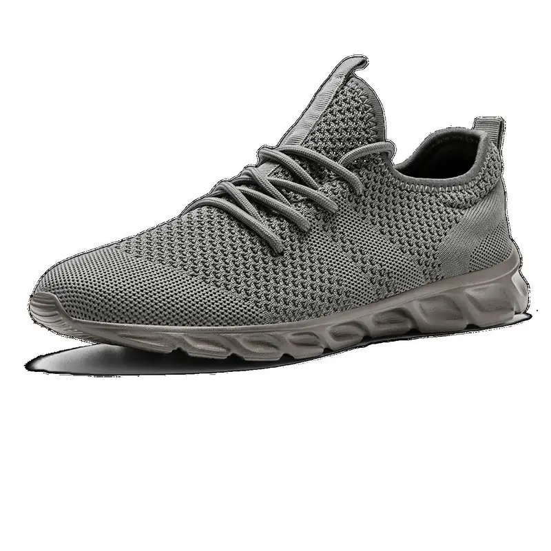 Men's Solid Color Breathable Mesh Running Shoes, Sporty Running Shoes, Casual Comfortable Lightweight Lace Up Sports Shoes, Running Sneakers, Workout Sneakers, Running Sports Footwear
