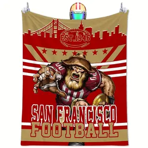San Francisco Football  Team Logo & Mascot Design Golden Red Stripes SF 1946 Establishment All Season Soft Warm Flannel for Fans Couch Bed Game Room Decor spiritual  Cute Cartoon Highland Cow Throw Akatsuki Comfort Blanket cozy movie gift