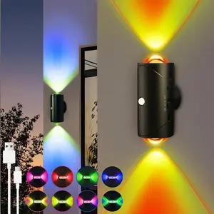 Rechargeable LED Night Lights with Motion Sensor & RGB Gradient Dimmable Magnetic Wall Step Lights for Hallway Bedside Closet Emergency Use Multi Color Light Battery Powered