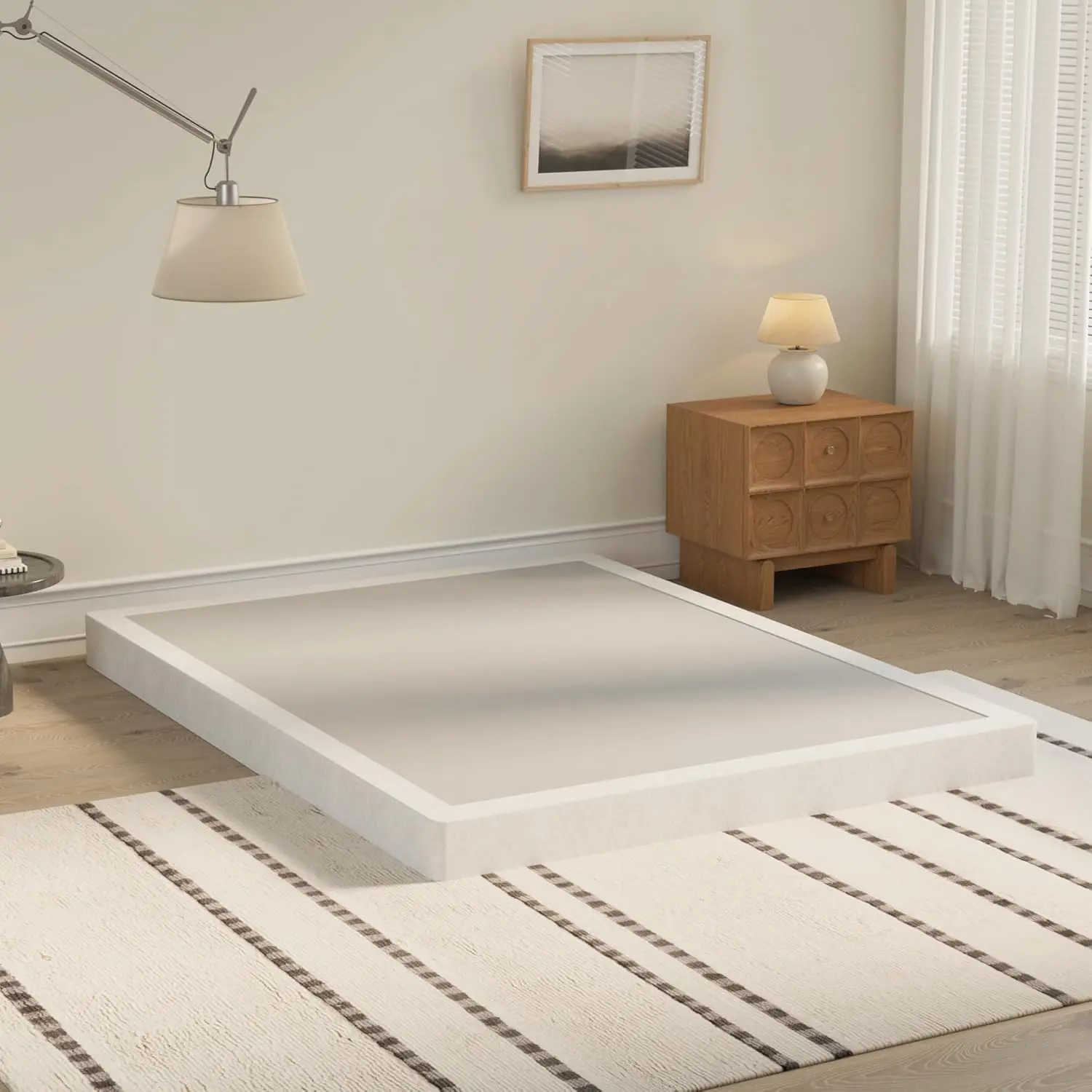 Box Spring for Full Bed 4 Inch - Heavy Duty Metal Mattress Foundation with Easy Clean Cover,Metal Low Profile Full Box Spring Only,Noise Free,Easy Assembly