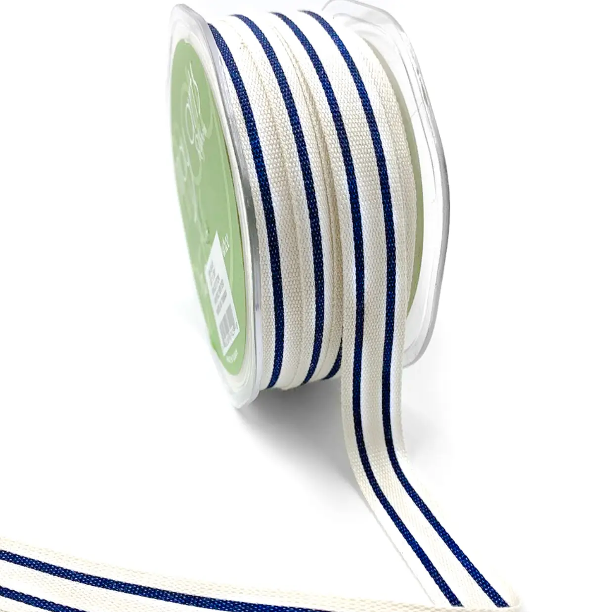Cotton Woven Stripe Ribbon - Navy | 5/8" Width | 30 Yard Roll