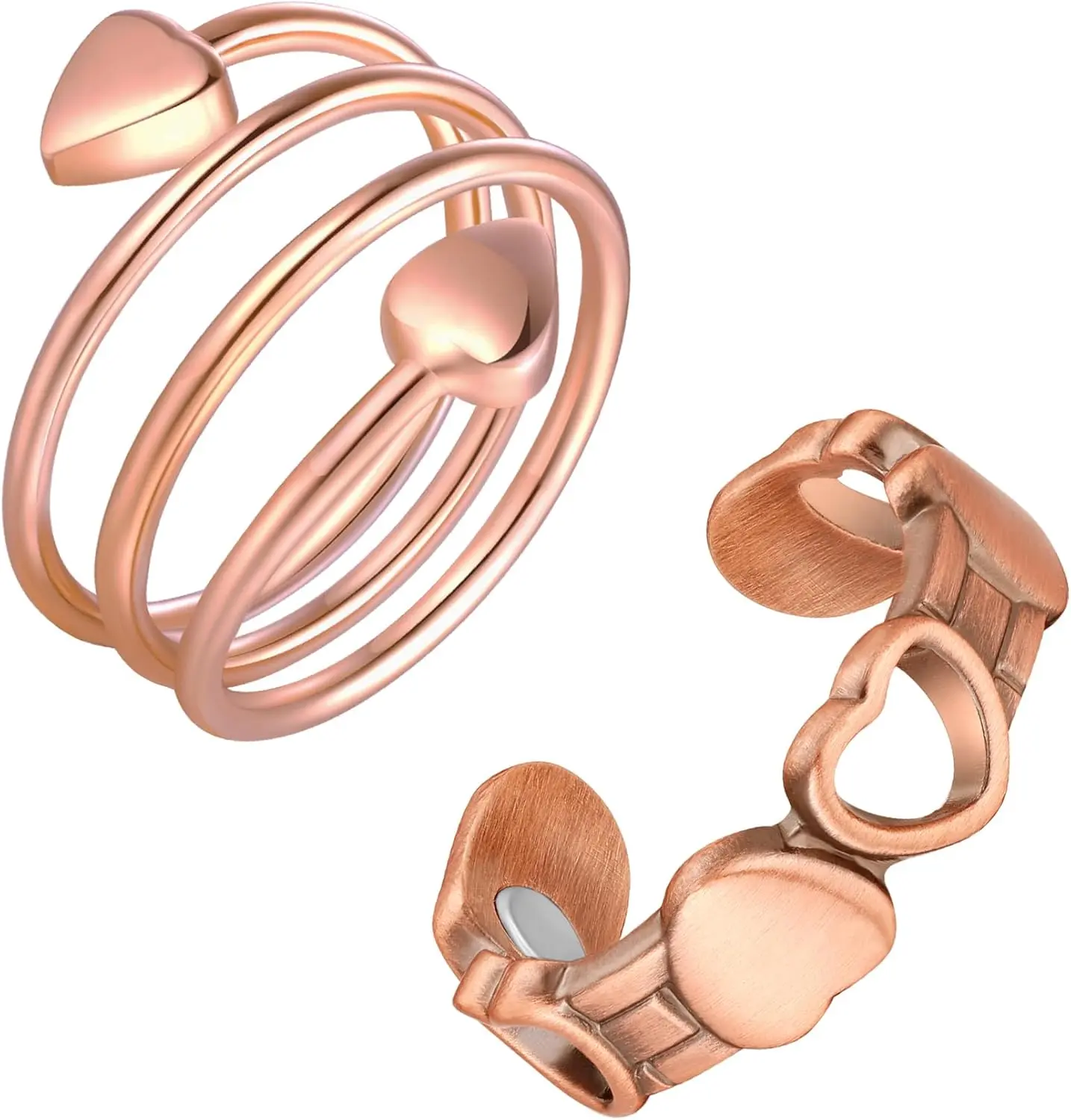 2PCS Copper Rings for Women,Magnetic Thumb Cooper Ring with Magnet,Lymphatic Jewelry Gifts for Womens