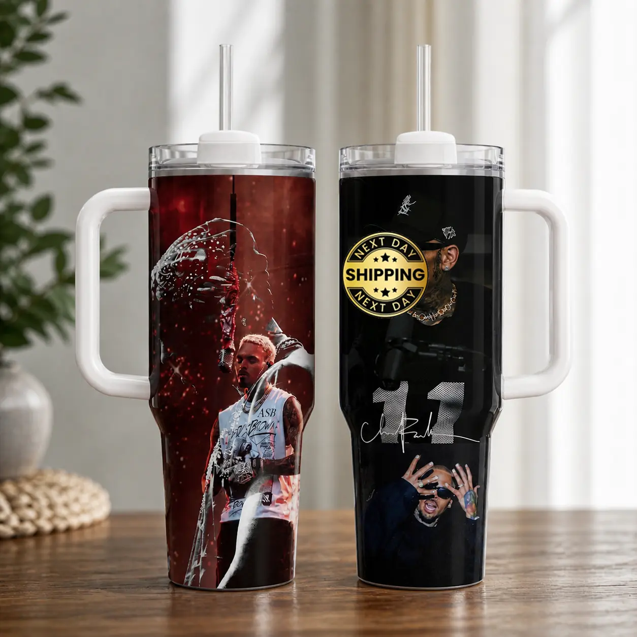 R&B Music Star Inspired Tumbler 40oz 20oz– Graphic Hip Hop Cup with Handle, Fan Gift , Hip Hop Fan Apparel