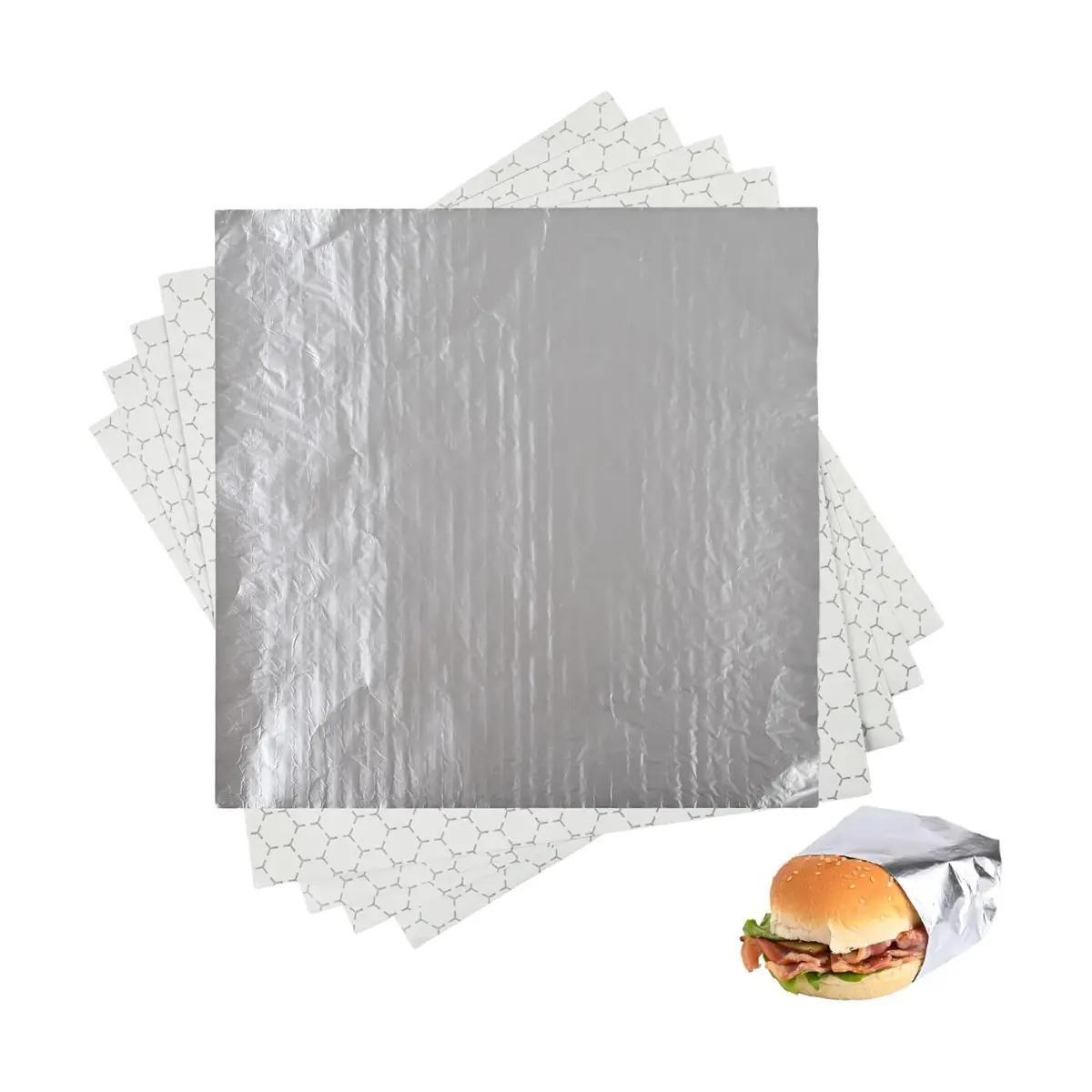 50 Pack Insulated Foil Sandwich Wrap Sheets, 12x12 Greaseproof Food Wrap