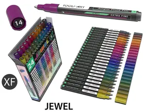 24 Jewel Dark Tones Acrylic Paint Pens Special Color Series Markers Set (0.7mm EXTRA FINE) Art School Supplies Artist Bundle