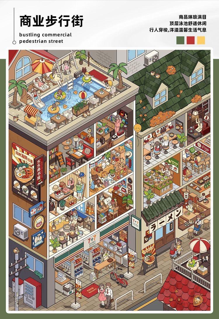 JoyJolly Telado Vol 10 Scene Sticker Book Urban Cubicles DIY Gifts Crafts Miniature Collection with 7 New Scenes