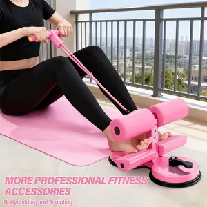 Ab Training Auxiliary Device with Resistance Band, Abdominal Core Training Sit Up Bar Foot Holder & Dual Suction Cups, Home Gym Exercise Fitness Equipment