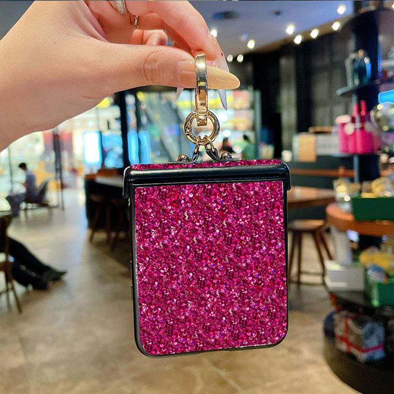 Luxurious shiny diamond rhinestone Glitter Ring Buckle Hard PC Phone Case For Moto Razr 50 60 Ultra 2025 + 2024 Protective 3-PIECE Back Cover