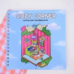 Easter Gift Little Corner Super Cute Spiral Binding  Coloring Book for Adults and Teens with Cozy Hygge Spaces for Relaxation.