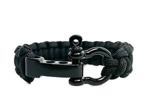 Engineered Black Paracord Bracelet With Shackle