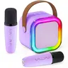 Portable Mini Home Karaoke Stereo Machine - Compact Rechargeable Bluetooth 5.0 Speaker with 2 Wireless Microphones, 5 Sound Effects, LED Lights, USB/AUX/TF, Magic Voices, 50ft Range, 6-10h Playtime, Power Bank, Toddler-Friendly for Birthday & Trips