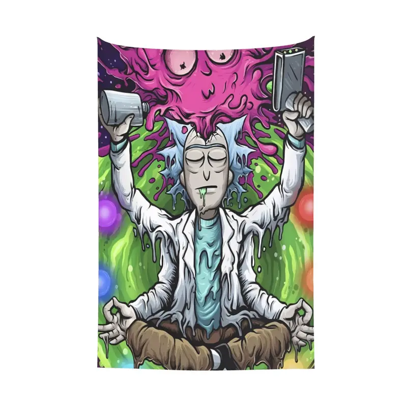 Cartoon Rick and Morty room dormitory decoration wall hanging tapestry living room bedroom wall art 40x60 inches