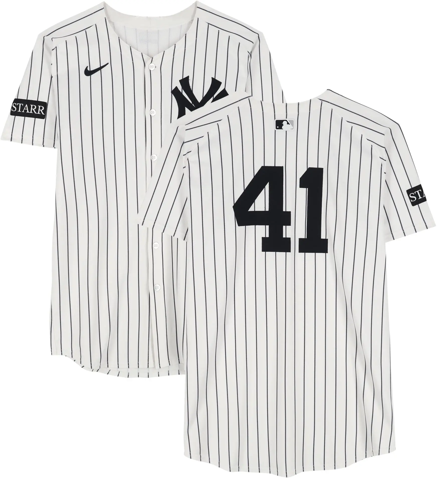 Tim Hill New York Yankees Player-Worn #41 White Pinstripe Jersey vs. Toronto Blue Jays on October 8, 2025 - Fanatics Authentic Certified - MLB Memorabilia