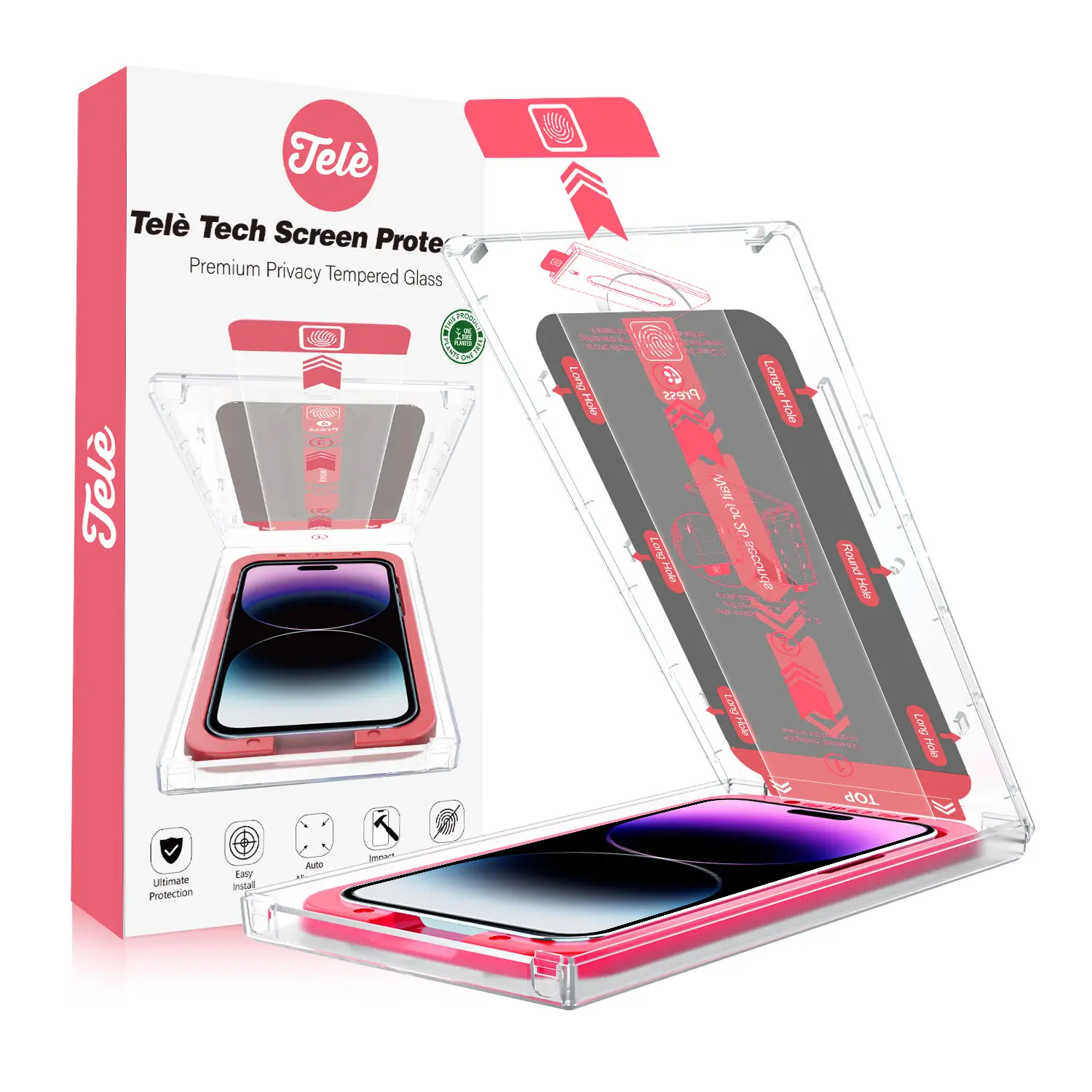 Telè Tech Privacy Premium Screen Protector - Easy Fool-Proof Installation with Alignment Tool and Cleaning Kit