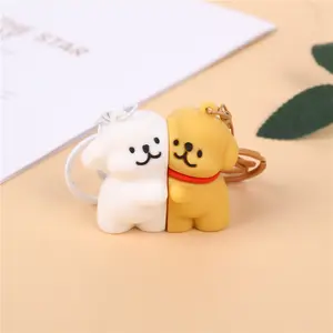 Cute Plush Magnetic Line Art Puppy Keychain Backpack Couple Gift Cartoon Line Art Puppy Pendant