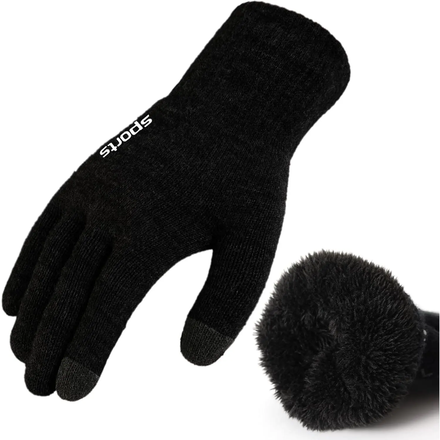 Premillow Thermal Winter Gloves for Women - Double-Layer Breathable Fleece Liner, Touchscreen Compatible, Casual Commute Keep-Warm Knit Gloves for Cold Weather, Everyday, Non Slip, Elastic Cuff, Windproof