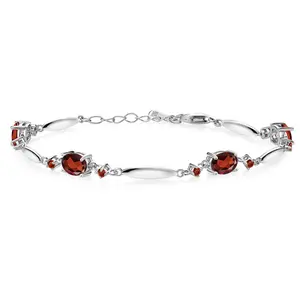 Gem Stone King 3-6 Cttw Gemstone Birthstone Tennis Bracelet For Women | 925 Sterling Silver | Oval 7X5MM and Round 2MM | 6 Inch + 1 Inch Extender | Fine Jewelry for Her Mom Wife
