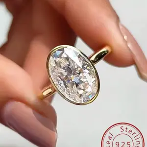 925 Silver Oval Zircon Ring for Women – Simple Elegant