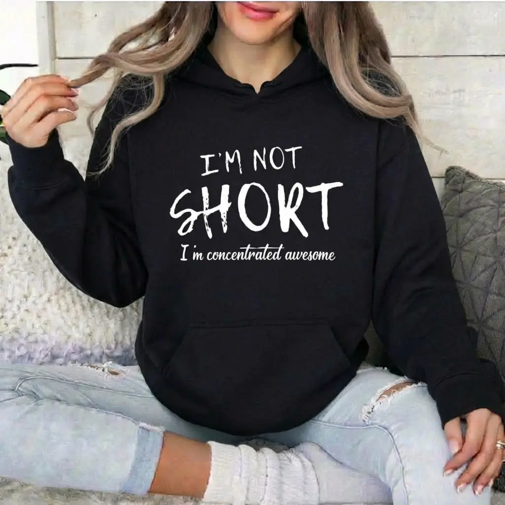 Women's 'I'm Concentrated' Graphic Hoodie, Casual Oversized Sweatshirt with Funny Back Print Slogan, Comfy 100% Cotton Long Sleeve Top