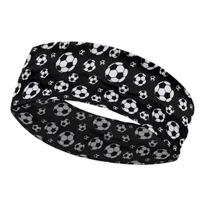 Football Print Wide-Brimmed Anti-Sweat Headband FD026 - Elastic Sweat-Absorbent Breathable Hairband for Football Running Softball Unisex
