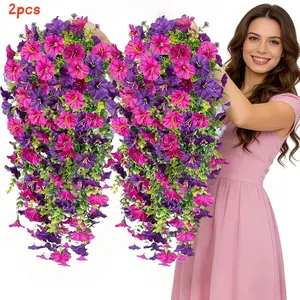 2 packs Artificial Flowers for QutdoorDecoration,FauxDaisyFlowers for Fall Decor,RealisticEucalyptus LeavesSilk MumsFake Plants for GardenPot, FrontPorch,Courtyard,Patio,Lawn