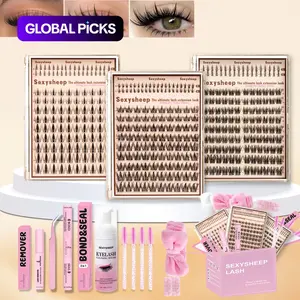 Mixed Manga Style Individual False Eyelash Kit, Home Easy Application, Salon Grade Dense Look, Natural Appearance, Includes Adhesive, Remover, Mousse, Tweezers, Brush, Headband, Wristband #TOP PICKS