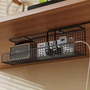 Wire Management Solutions, Desk Underneath Cable Organizer, Metal Tabletop Cord Holder, Single & Dual Layer Design for Office & Home