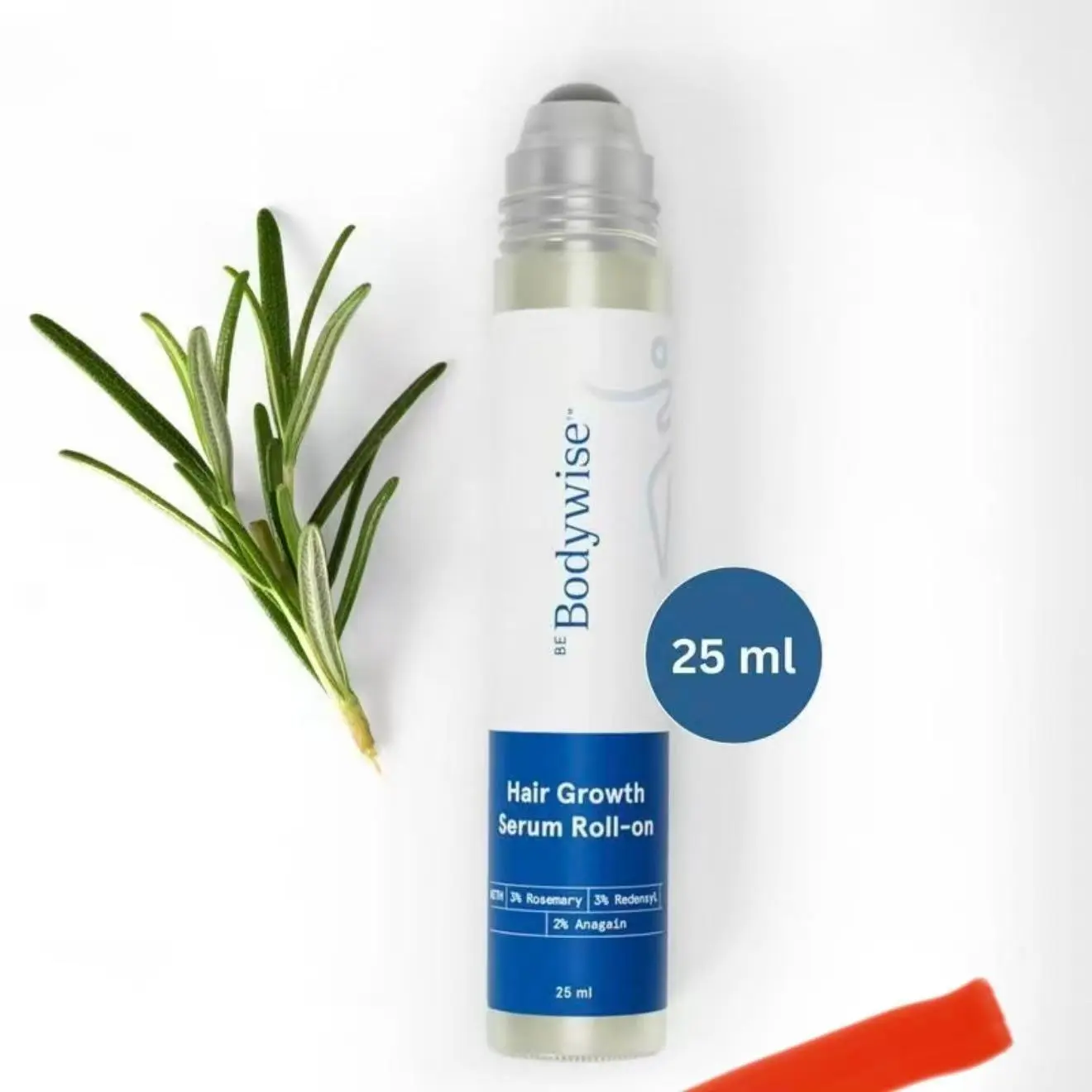 Be Bodywise Advanced Hair Density Roll-On Serum 25 ml | 5% Saw Palmetto, 3% Rosemary, 1% Caffeine Herbasome & 3% Fenugreek | Scalp Serum for Reduced Hair Fall | Men & Women