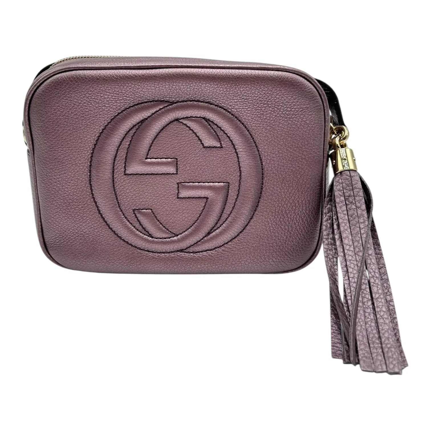 Pre-owned GUCCI Leather Crossbody Bags SOHO DISCO METALIC PURPLE CROSSBODY BAG