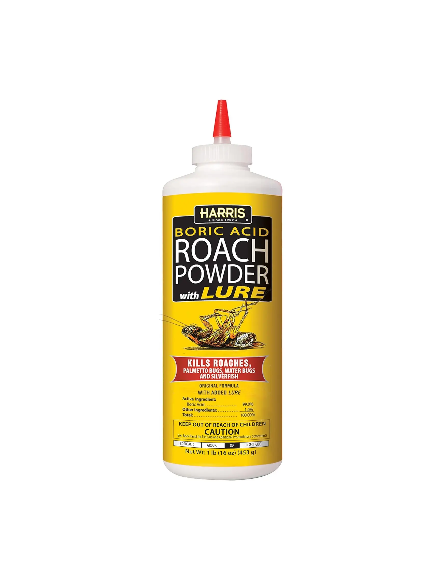 HARRIS Boric Acid Roach and Silverfish Killer Powder w/Lure for Insects (16oz)