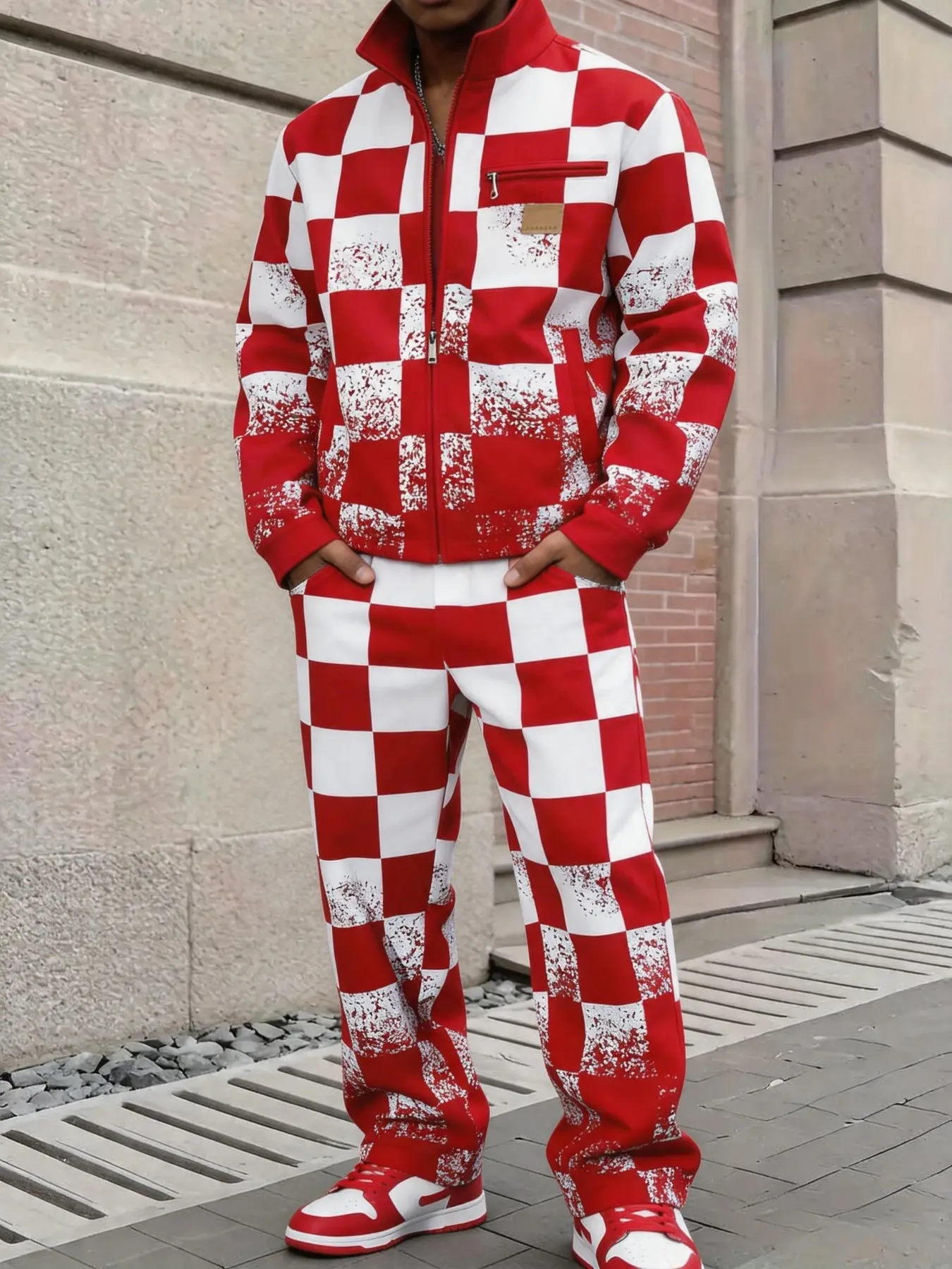 Men's PU Leather Jacket and Pants Two-Piece Set, Streetwear Style, Comfortable and Durable, Ideal for Daily Casual Wear