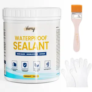 Verny Water-Based Transparent Waterproof Sealant Invisible Liquid Adhesive Anti-Leakage Coating for Indoor Outdoor Walls Bathroom Kitchen Garden Leak Sealant 10.5oz