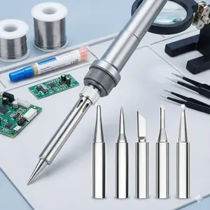 Nickel-Plated Copper Soldering Iron Tip Set, Multi-Size Replacement Tips (5 or 10 Pieces) for Efficient Heat Conduction, Anti-Corrosion DIY Tool Kit for Electronics and Circuit Board Repairs