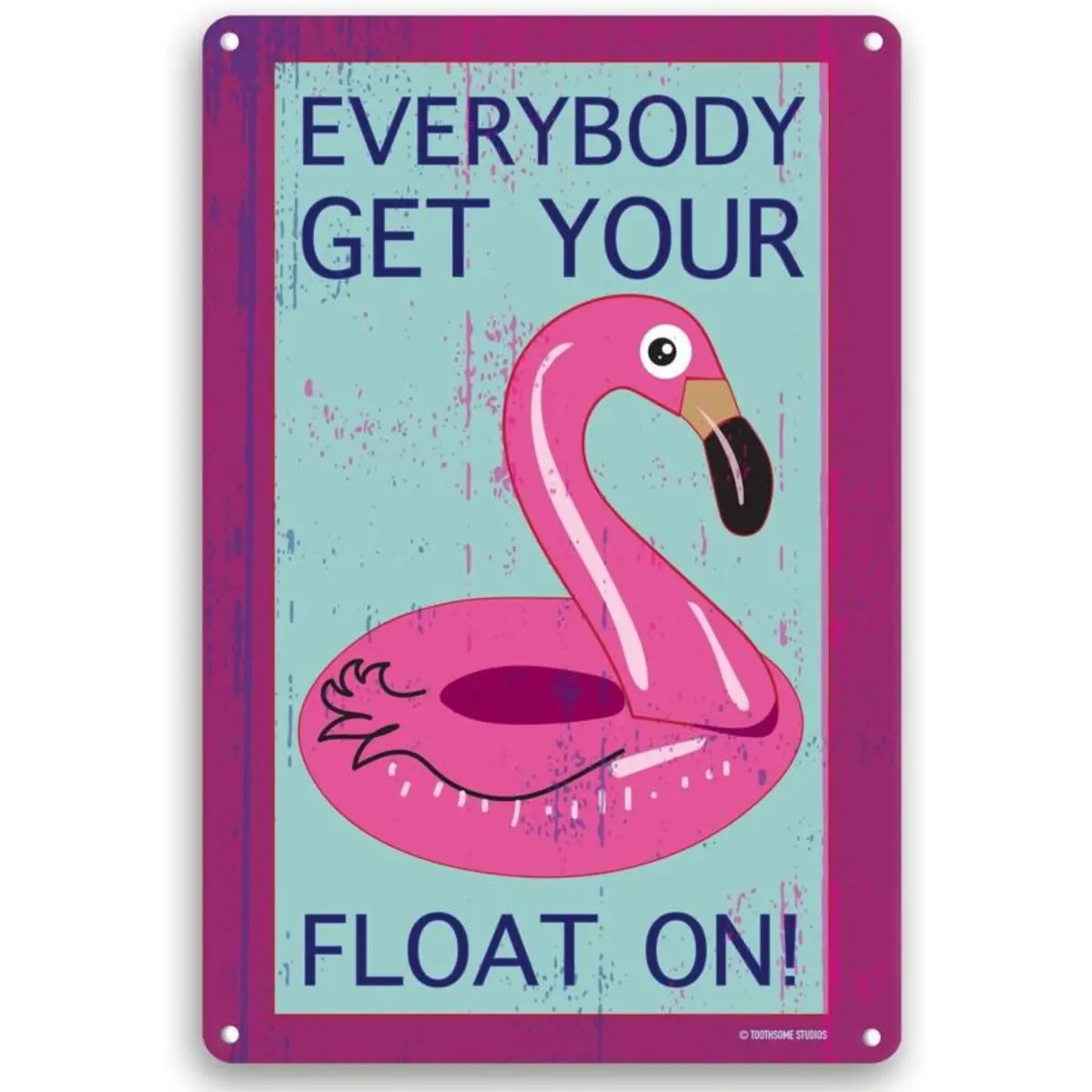 Get Your Float On 12" x 8" Rectangle Design Pool Sign Pink Flamingo Pool Float Decor Aluminum Sign Home Pool Outdoor Decor Signage