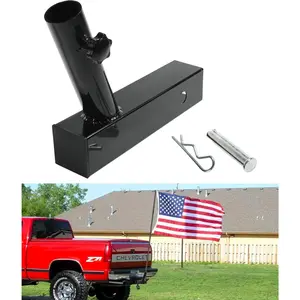 Hitch Flag Pole Holder,Universal Flagpole Truck Flag Pole Mount with Anti-Wobble Screw & Hitch Pin,Angled Flag Pole Holder for 2 inch Hitch Receivers,Flagpole Hitch Mount