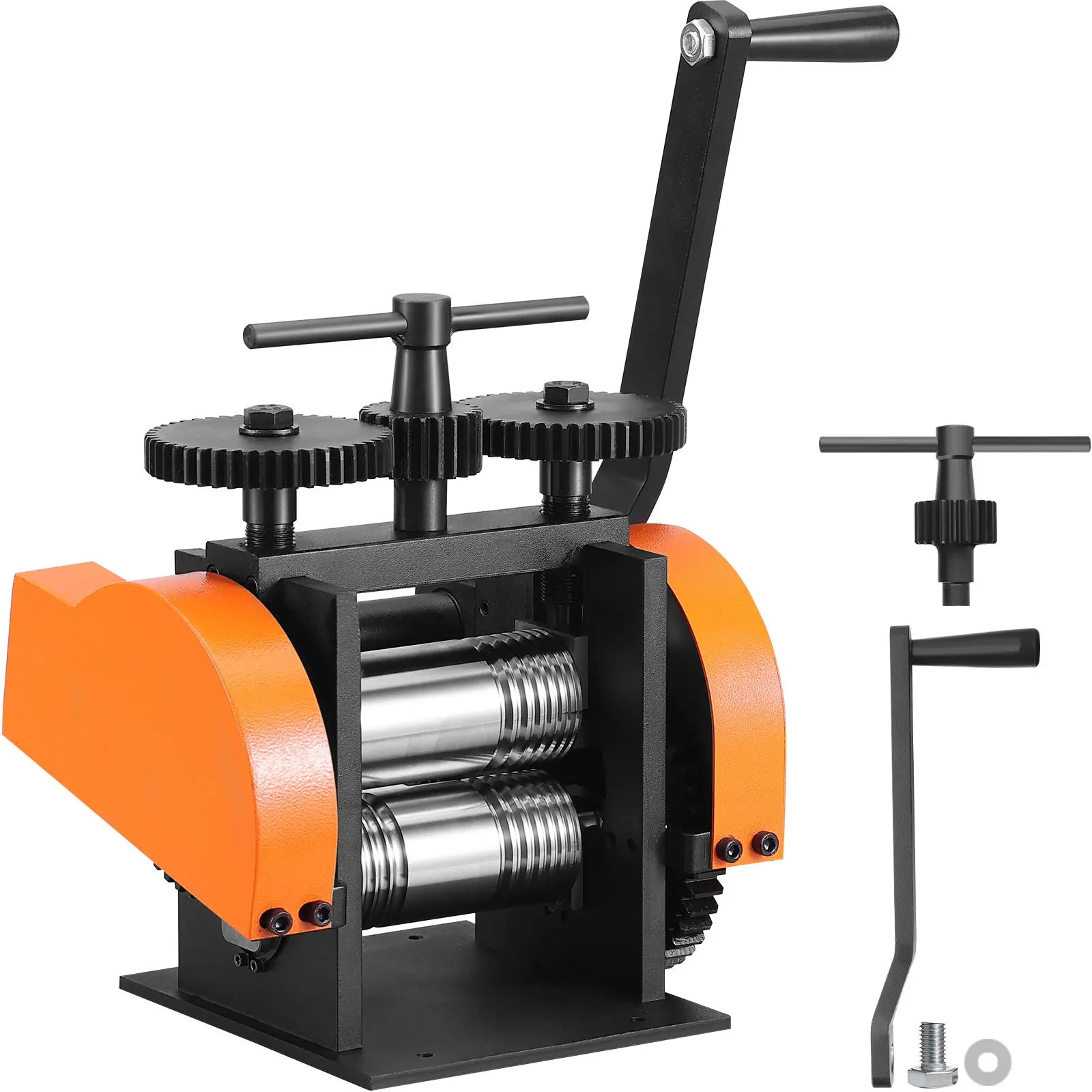 【BackToSchool】VEVOR Rolling Mill, 1.77"/45 mm Jewelry Rolling Mill Machine, 1: 2.4 Gear Ratio, 3-in-1 Multi-function Rolling Mill, 0-6 mm Press Thickness for Metal Jewelry Making Sheet Square Wire Semicircle