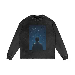 SACRED STARRY NIGHT LONG SLEEVE T-SHIRT (Wash Oversize Long Sleeve T-Shirt)