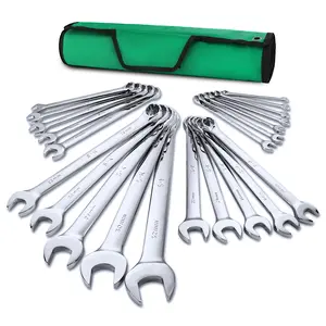 #Summervibes SK Combination Wrench Set, Metric 6 to 32mm, 22-Count, SuperKrome Finish, Premium CR-V Construction, with Rolling Pouch