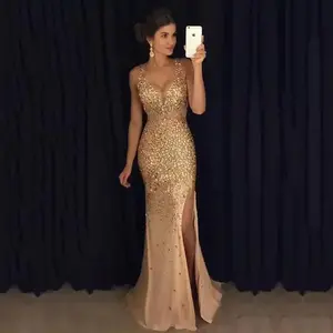 2024 Autumn Winter New European and American Cross-Border New Split Gold Foil Dress Long Dress Evening Gown Can be used with raincoat