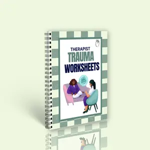 A5 size Trauma Workbook for Therapists to help you deal with trauma, build resilience, and develop healthy psychological coping strategies. Comes with CBT worksheets, anxiety worksheets, cognitive behavioral therapy, self-reflection Planner Notebook