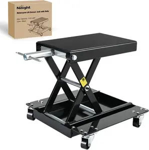 Nilight Heavy-Duty Steel Frame Portable Car Jack - 1100 LBS Scissor Jack with Dolly Wheels, Crank Handle, 5.1"-15.7" Height Adjustment, Black Bead Breaker & Tire Mounting Machine for ATV, Dirt Bike Garage Repair