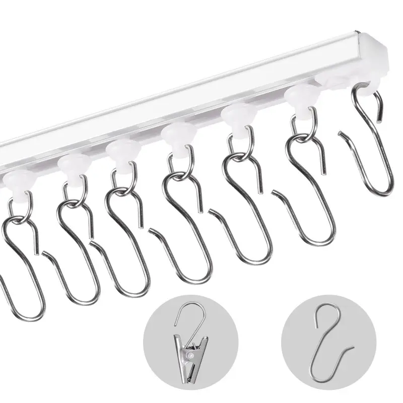 【Summerfinds】VEVOR Ceiling Curtain Track Set, 9.9 FT/3 Meter, Self Adhesive, No Drill Ceiling Track System for Curtains, Room Divider Curtain Track Ceiling Mounted for Living Room with Hooks and Hardware, White