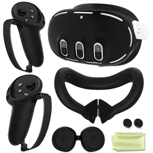 Silicone Case Compatible With Oculus/Meta Quest 3, VR Accessory Case Includes Controller Grips, Front Case Headset Cover And Face Mask