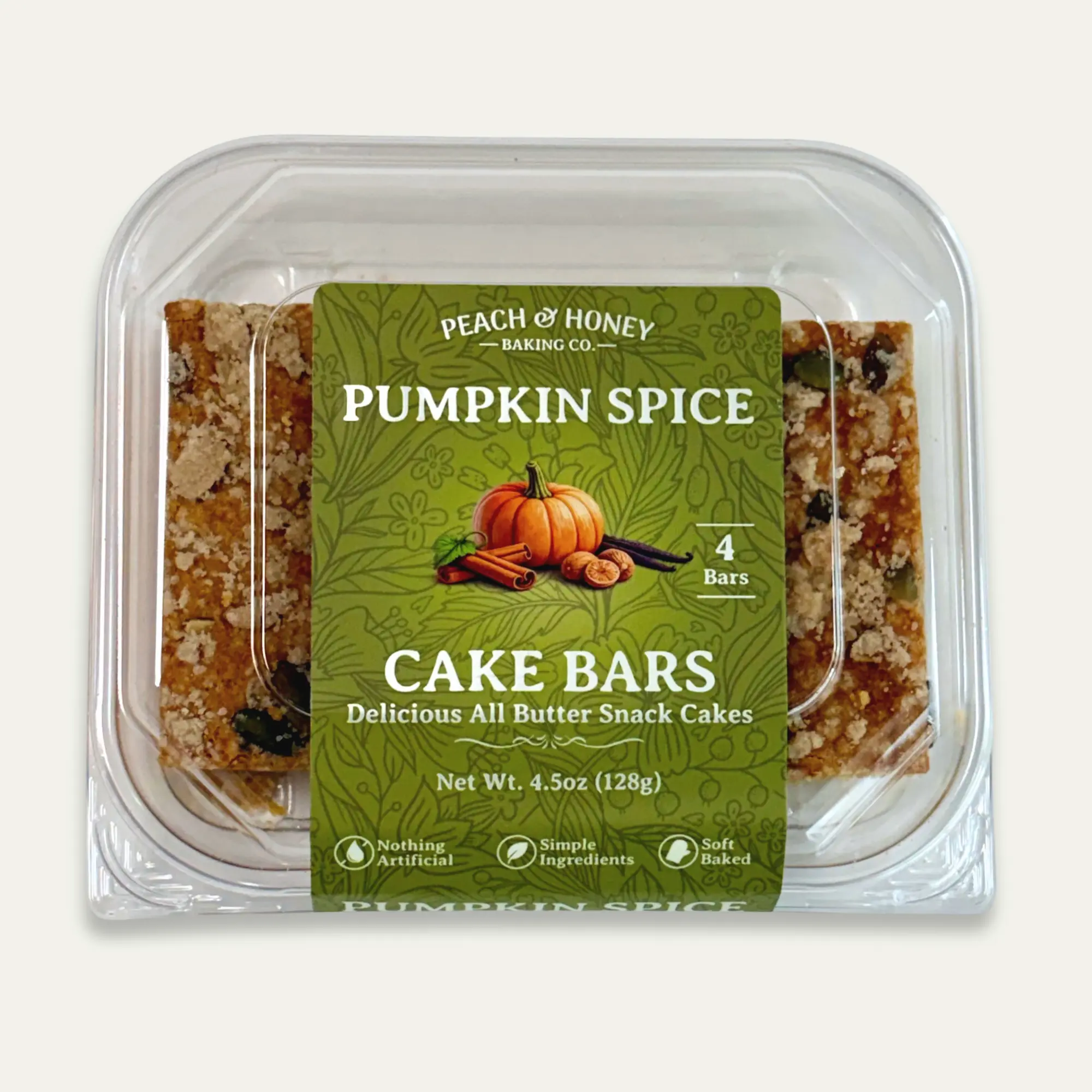Delicious Pumpkin Spice Cake Bars by Peach & Honey Baking Co. - Soft-Baked Premium Dessert Bars - Made with Pumpkin Butter & Warming Spices, Classic Fall Flavor, Tender Crumb, Not Overly Sweet