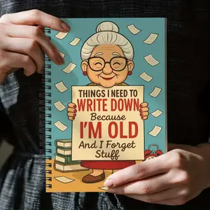 1 PC Spiral Password Notebook, Cartoon Granny Design, 70 Pages Internet Website Browser, Password Account Login, Senior-Friendly Organizer Planner, Spiral Notebook Journal